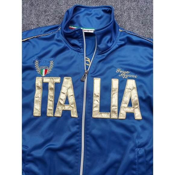 Vtg Italia Track Jacket Medium Blue Full Zip Forza Azzurri Palestra Gold Trim - Picture 7 of 15